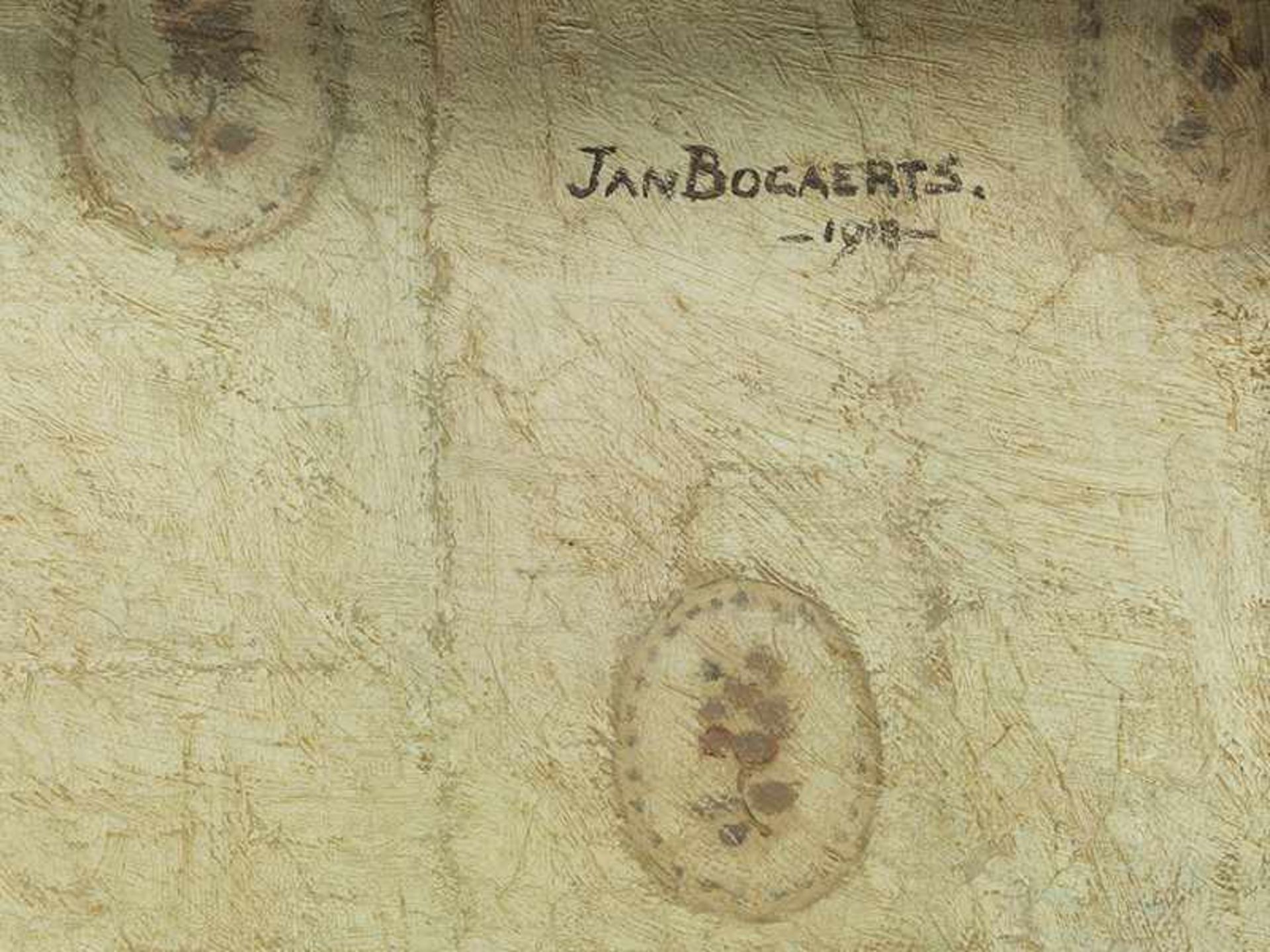 Jan Bogaerts, 1878 "" 1962 FRÜCHTESTILLLEBEN MIT MINIATURBILDNIS Öl auf Leinwand. Doubliert. 50 x 71 - Bild 2 aus 5