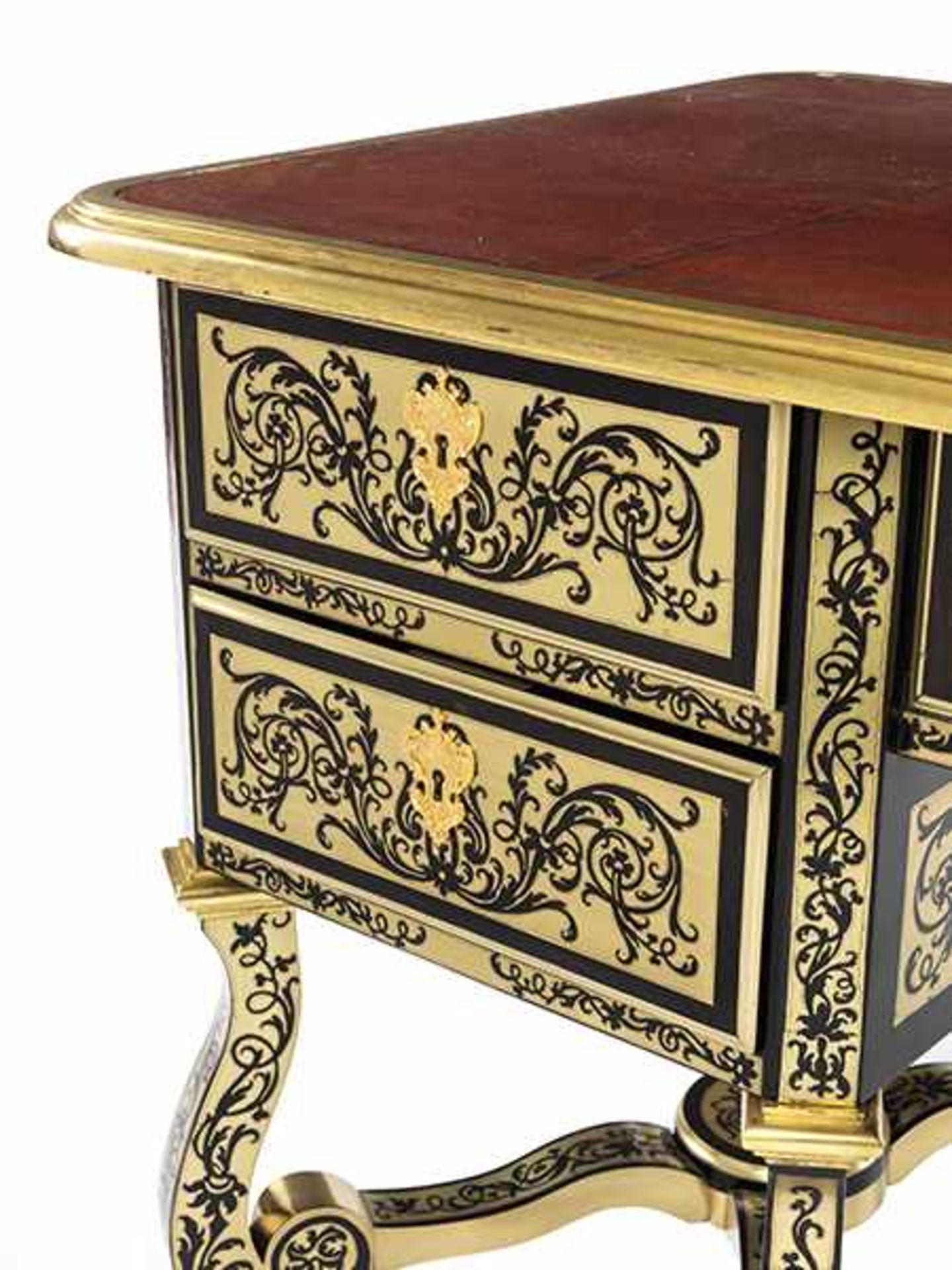 Bureau mazarin in Boulle Technik Höhe: 80 cm. Breite: 159 cm. Tiefe: 72 cm. Frankreich, 19. - Bild 5 aus 7