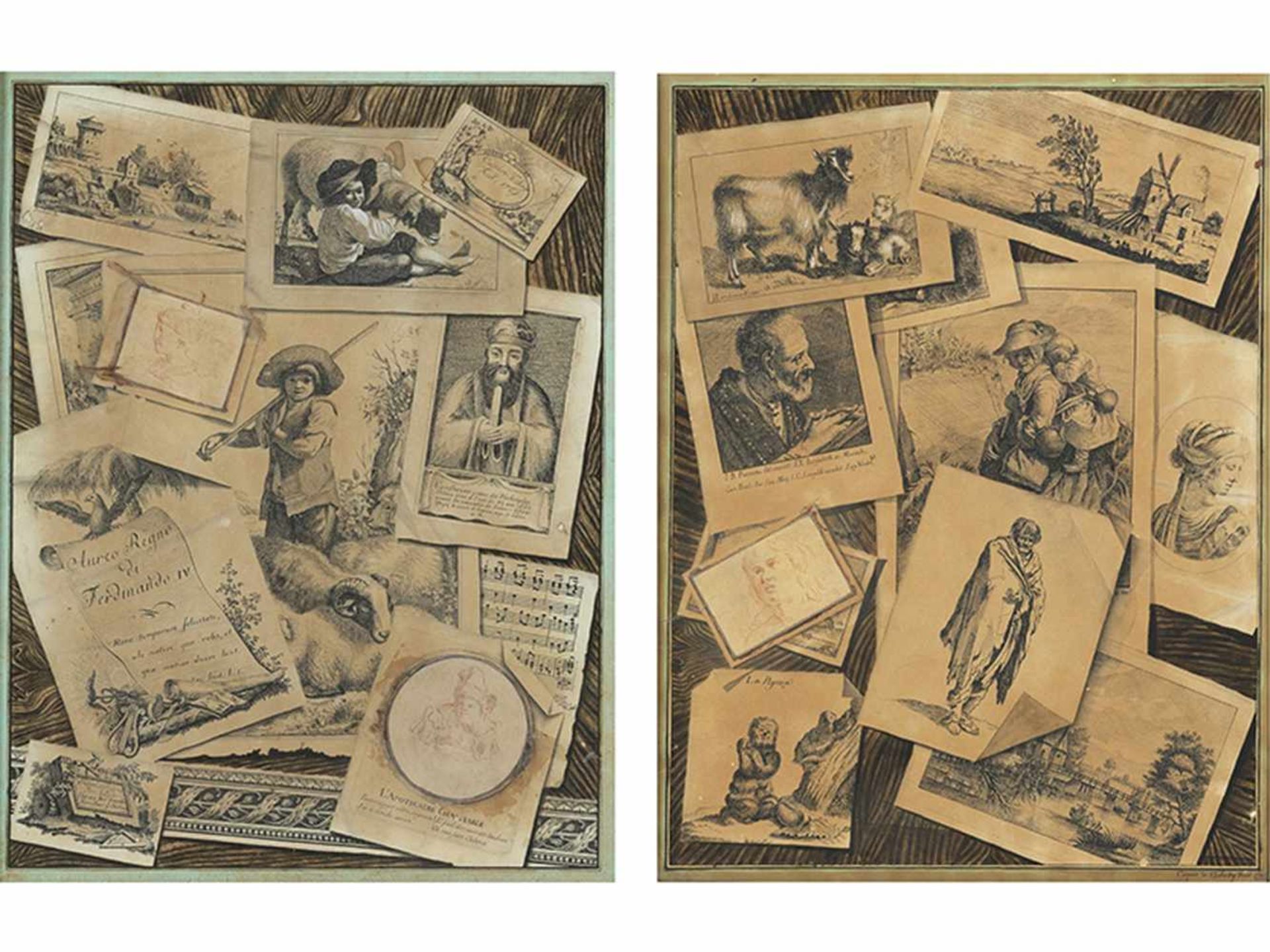 Gaspare de Tschudy, Italienischer Künstler des 18./ 19 Jahrhunderts PAAR TROMPE-L"~oeIL Tusche und - Bild 13 aus 13