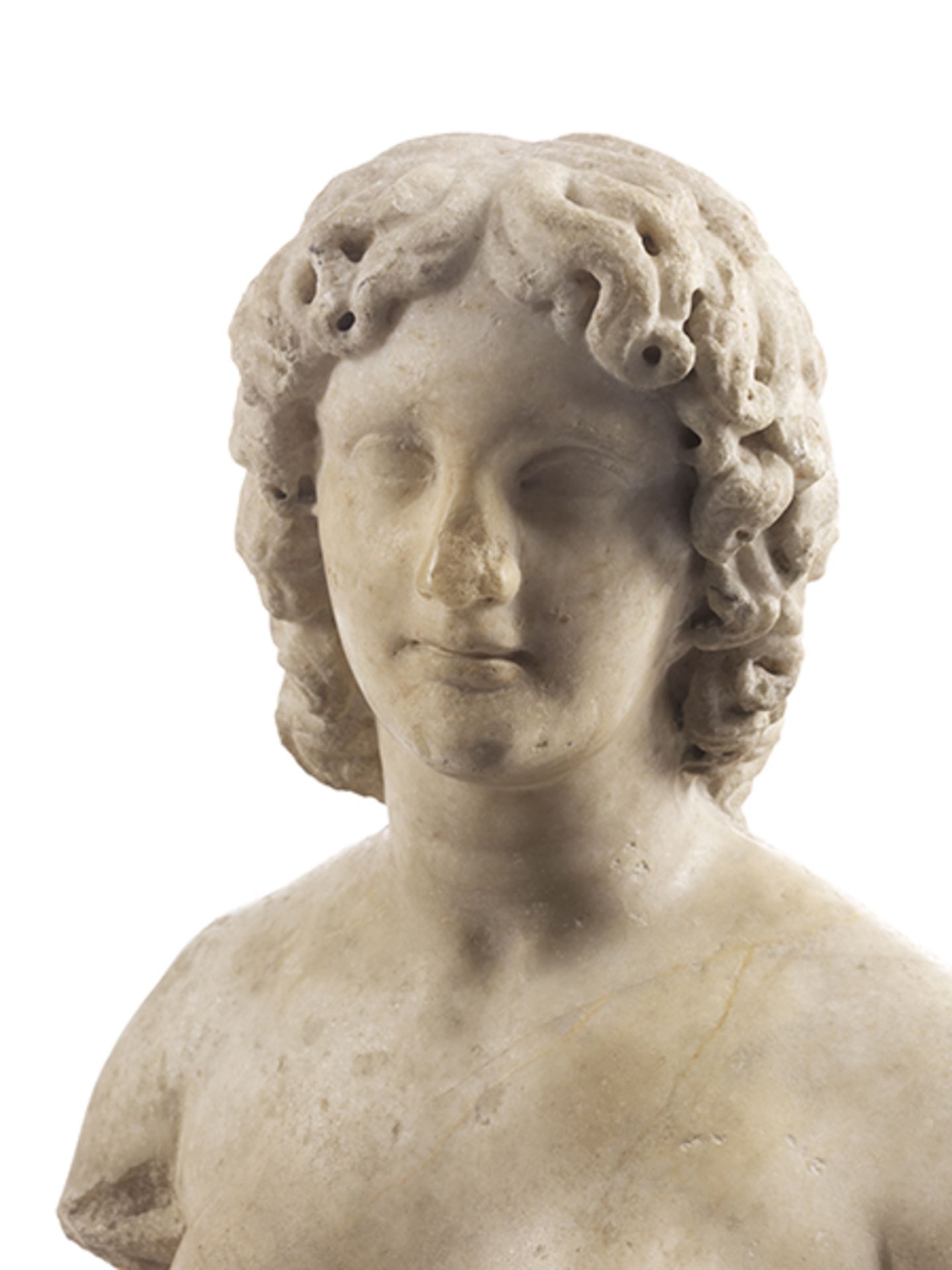 Marmorbüste eines Hermaphrodit mit den Zügen Alexanders des GroßenHöhe: 48,5 cm. Römisch, zweites - Image 2 of 7