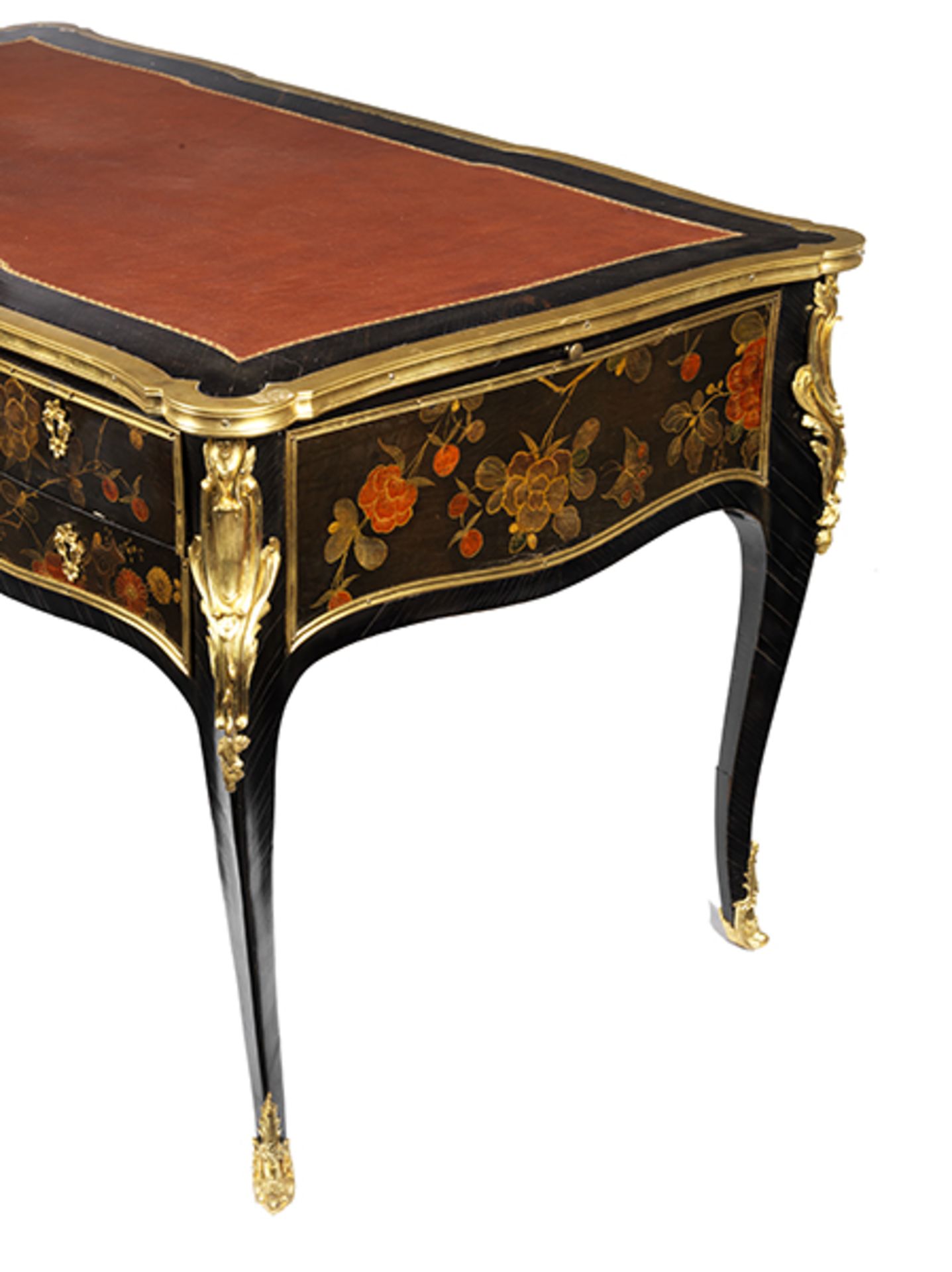 Seltener Louis XV-Lack Bureau Plat 73 x 134 x 75 cm. Gestempelt: DUBOIS (Jacques Dubois, Meister - Bild 7 aus 12