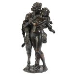 Bronzefigurengruppe: Satyr umwirbt eine junge Mänade Höhe: 29 cm. Italien, 17./ 18. Jahrhundert. Die
