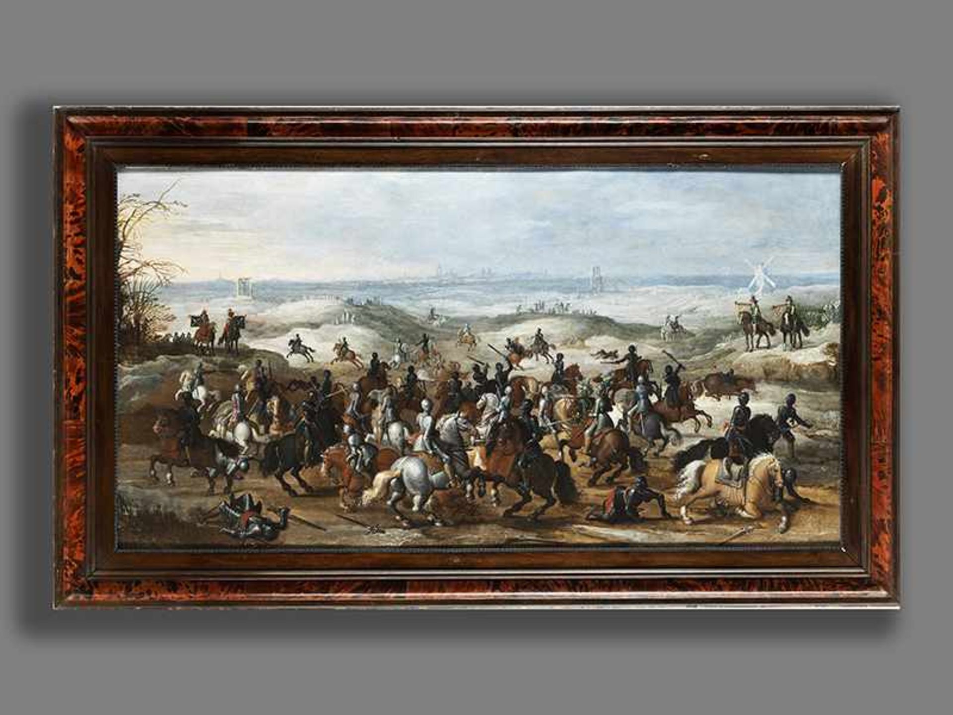 Sebastian Vrancx, 1573 Antwerpen "" 1647, zug. DIE SCHLACHT VON LECKERBEETJE Öl auf Holz, - Bild 6 aus 8