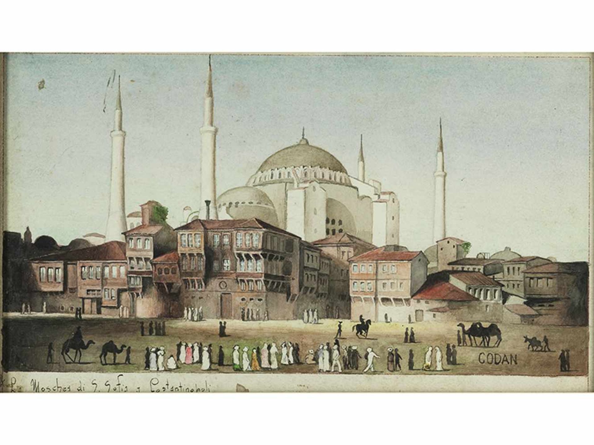 Maler des 19./ 20. JahrhundertsBlick auf die Moschee von Konstantinopel Aquarell auf Papier. Ca. - Bild 5 aus 5