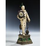 Wiener UhrenverkäuferHöhe: 25,5 cm. Wien, 19. Jahrhundert. Elfenbein, geschnitzt; Silber