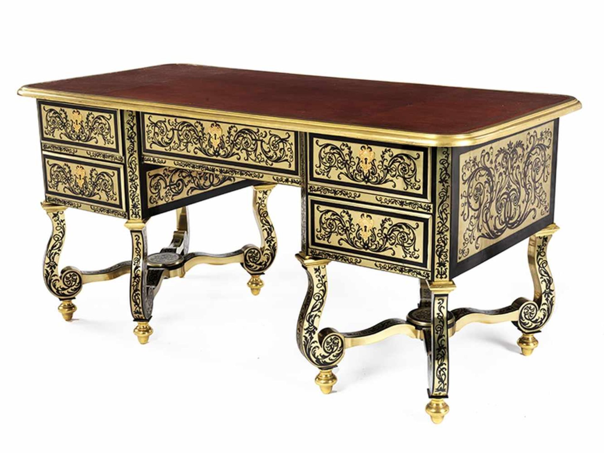 Bureau mazarin in Boulle Technik Höhe: 80 cm. Breite: 159 cm. Tiefe: 72 cm. Frankreich, 19. - Bild 7 aus 7