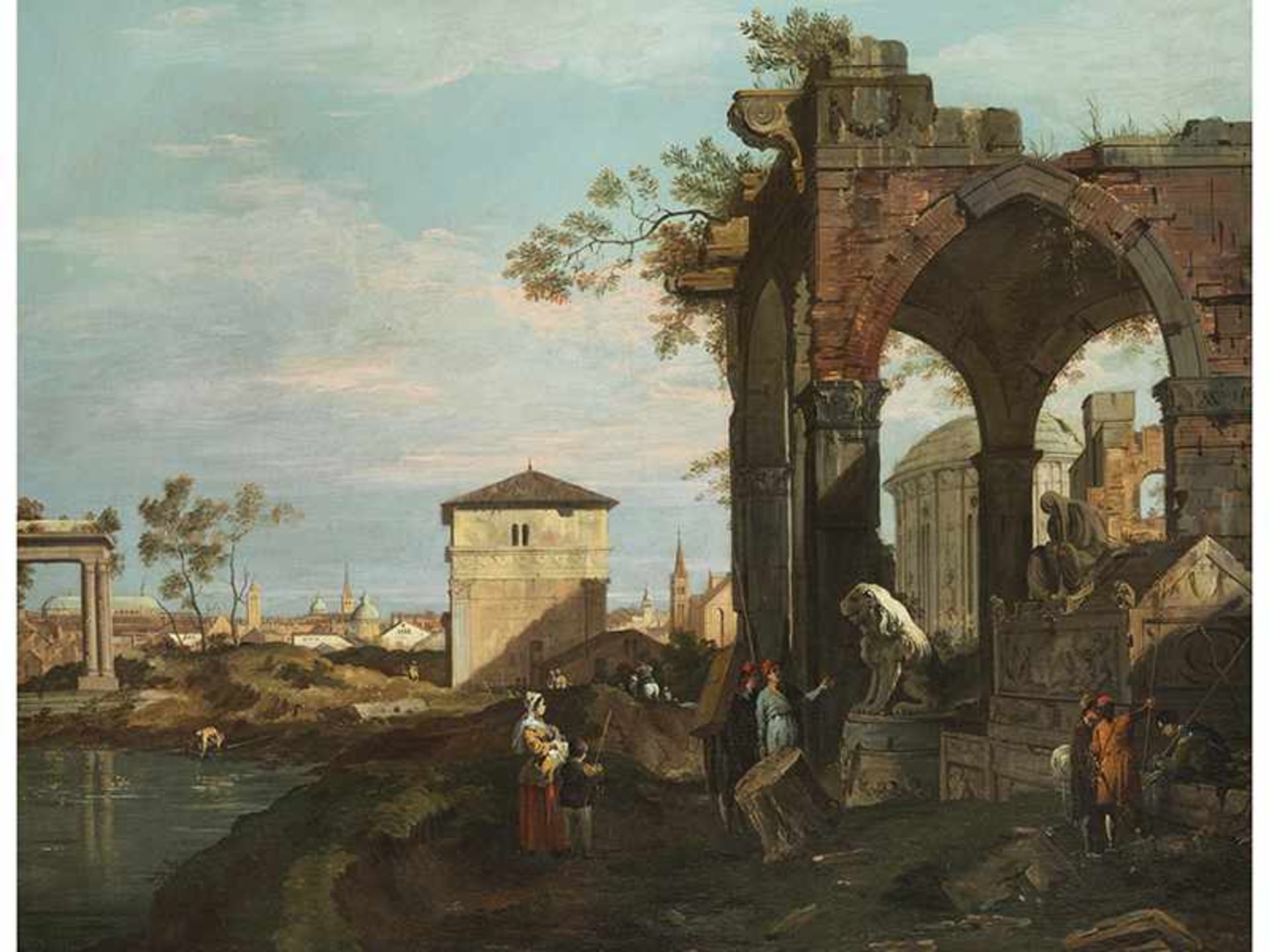 Giovanni Antonio Canal, genannt "Canaletto""~, 1697 "" 1768 Venedig RUINENCAPRICCIO MIT RÖMISCH-