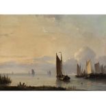 Lodewijk Johannes Kleyn, 1817 "" 1897 Den Haag EIN RUHIGER TAG AN DER SEE Öl auf Holz. 26 x 36 cm.