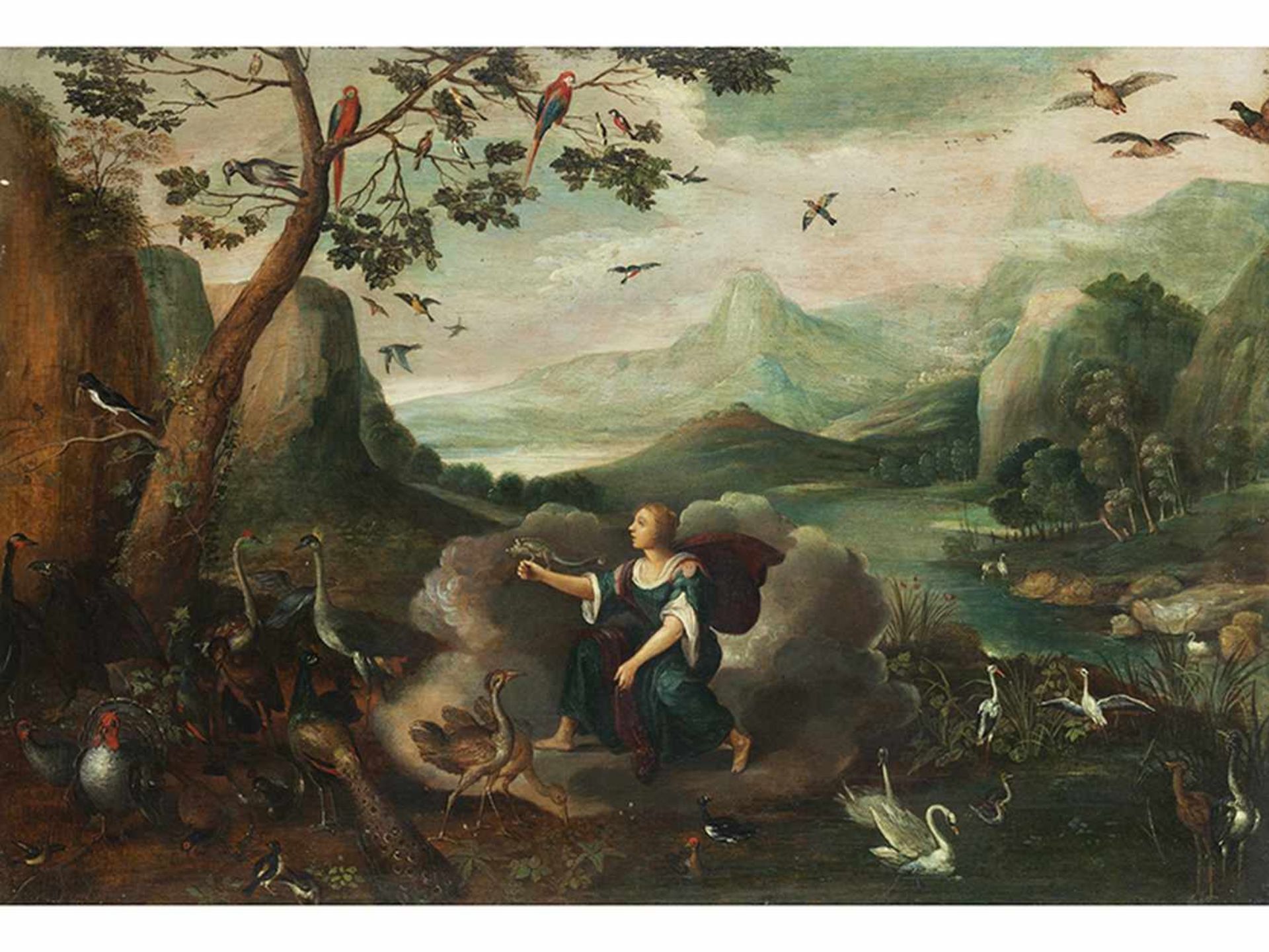 Flämischer Maler des 17. Jahrhunderts ALLEGORIE DER LUFT Öl auf Holz. Parkettiert. 36 x 52 cm. In - Bild 6 aus 6