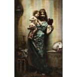 Stevens, Agapit1849 Brüssel - 1917/24 Watermael Mutter mit Kind in orientalischem Interieur Öl auf