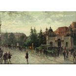 Attilio Pratella, 1856 Lugo di Romagna "" 1949 Neapel PIAZZA CAVOUR IN NEAPEL Öl auf Holz. 25 x 35