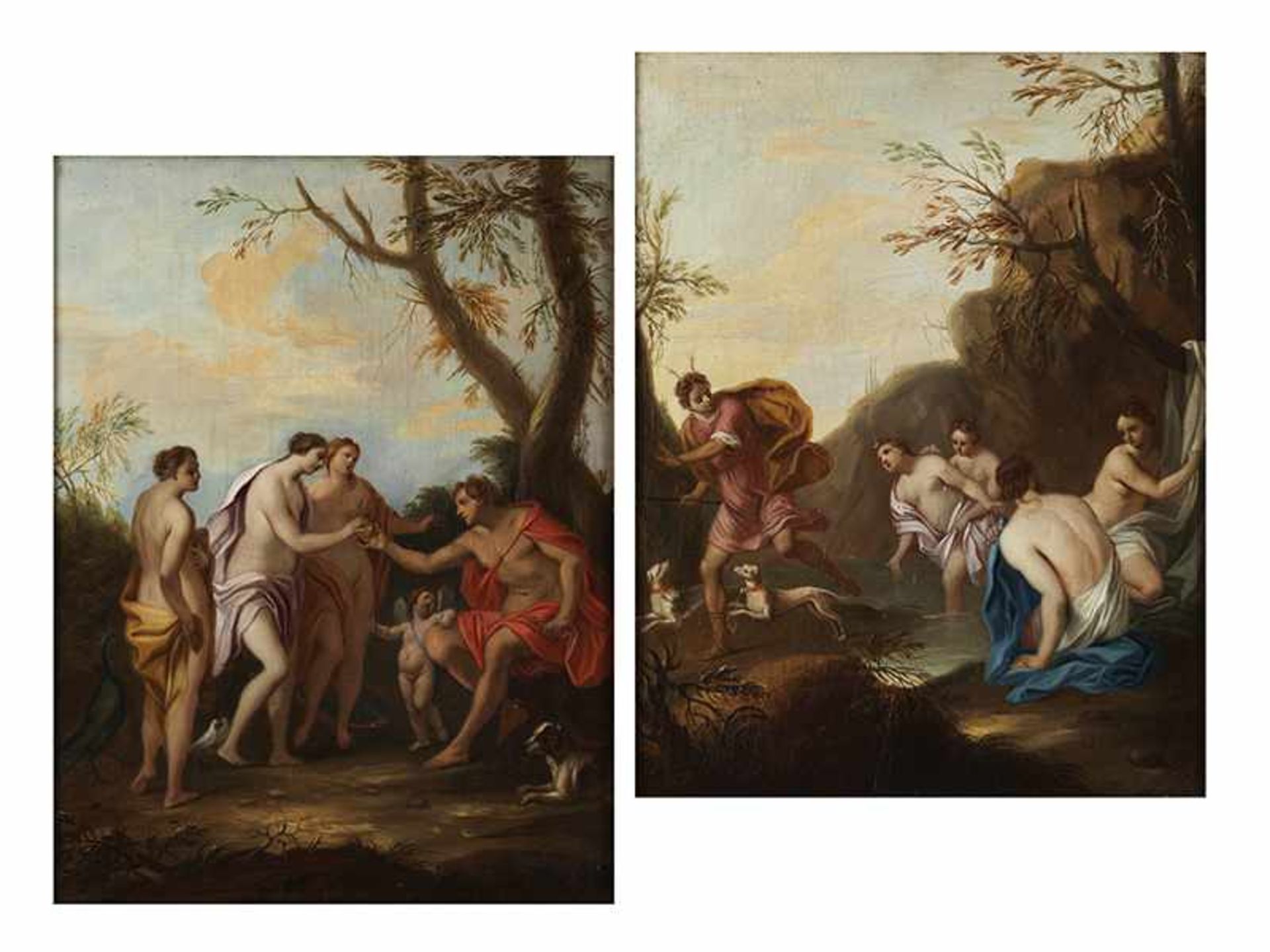 Französischer Maler des 18. Jahrhunderts in der Nachfolge des Simon VouetJeweils Öl auf Holz. Je