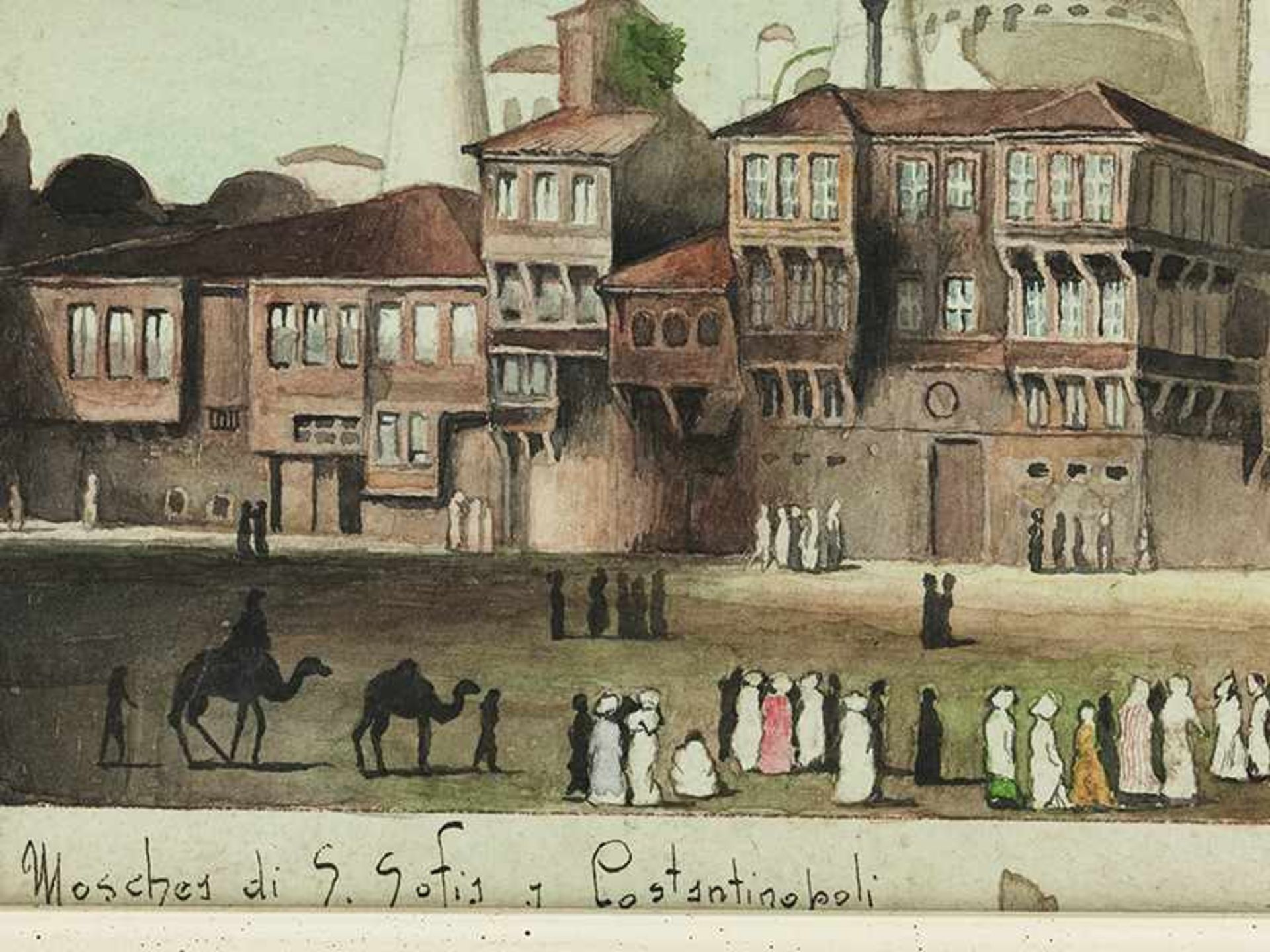 Maler des 19./ 20. JahrhundertsBlick auf die Moschee von Konstantinopel Aquarell auf Papier. Ca. - Bild 4 aus 5