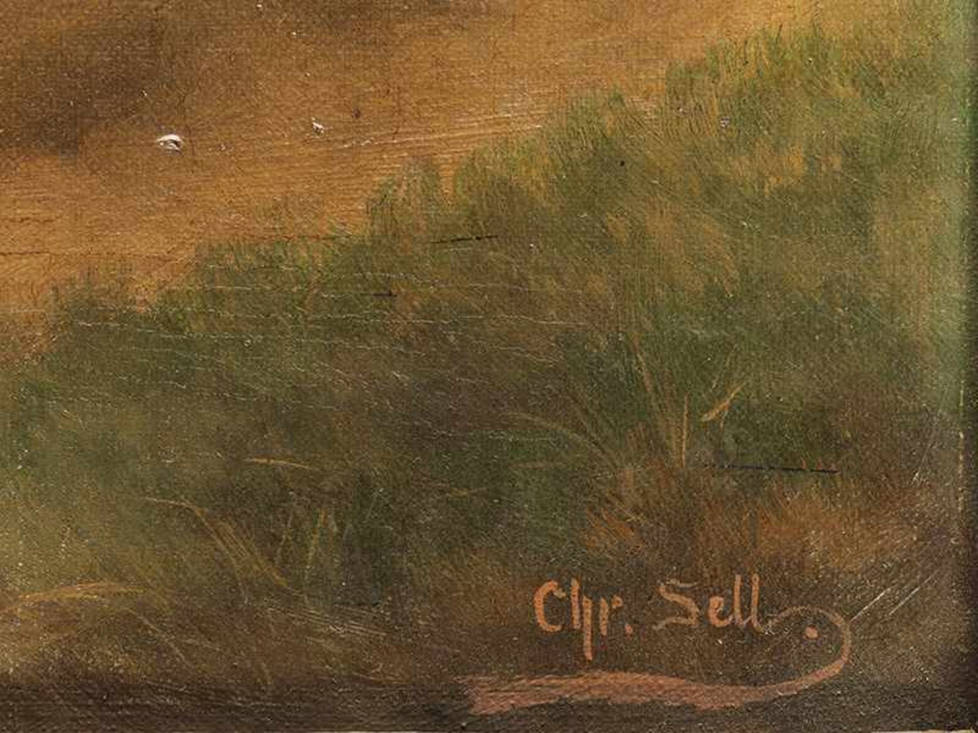 Christian Sell d.Ä., 1831 Altona "" 1883 Düsseldorf KAMPFSZENE ZU PFERD Öl auf Leinwand. 30,5 x 50,5 - Bild 2 aus 5