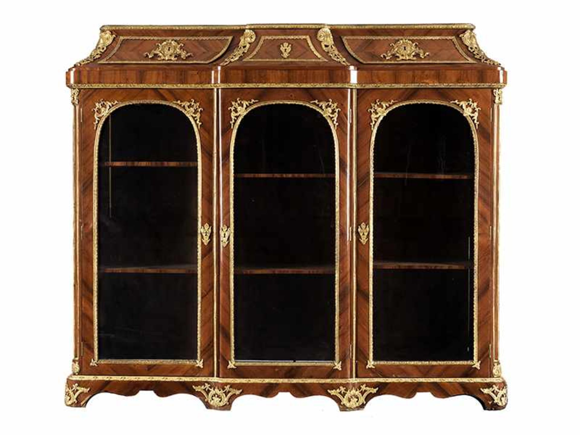 Bibliothek im Louis XV-Stil Höhe: 170,5 cm. Breite: 189 cm. Tiefe: 42,5 cm. Frankreich, 19.