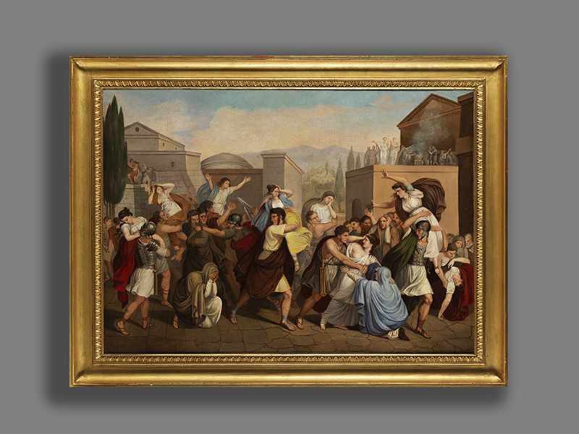 Maler des 19. Jahrhunderts DER RAUB DER SABINERINNEN Öl auf Leinwand. Doubliert. 75 x 105 cm. In - Bild 2 aus 4