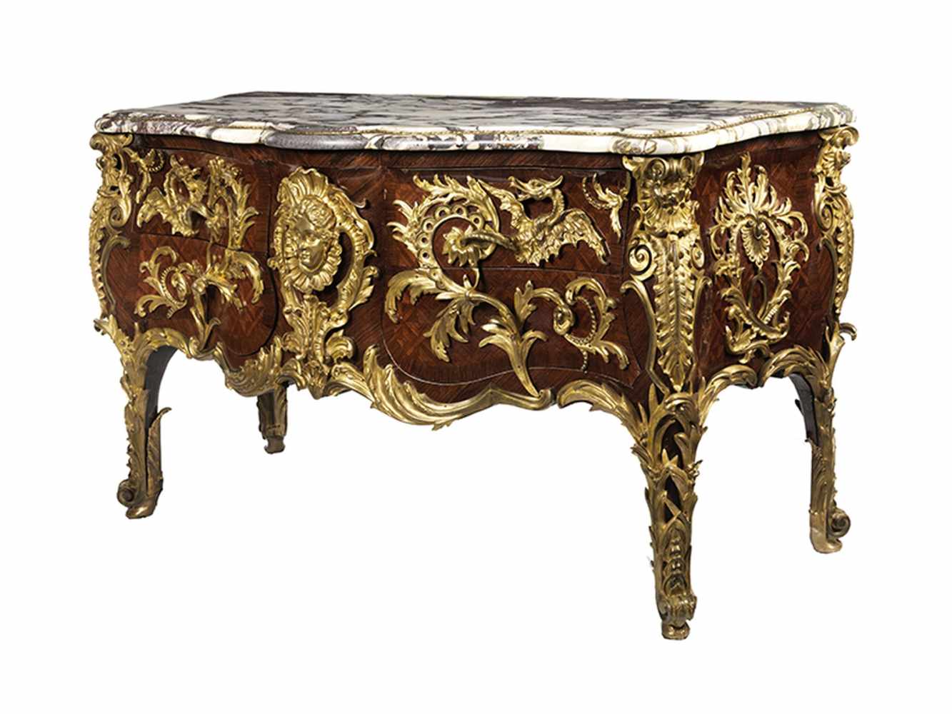 Commode à la Régence 96 x 176 x 70,5 cm. Frankreich, 19. Jahrhundert. Eleganter Eichenholzkorpus mit - Image 9 of 9