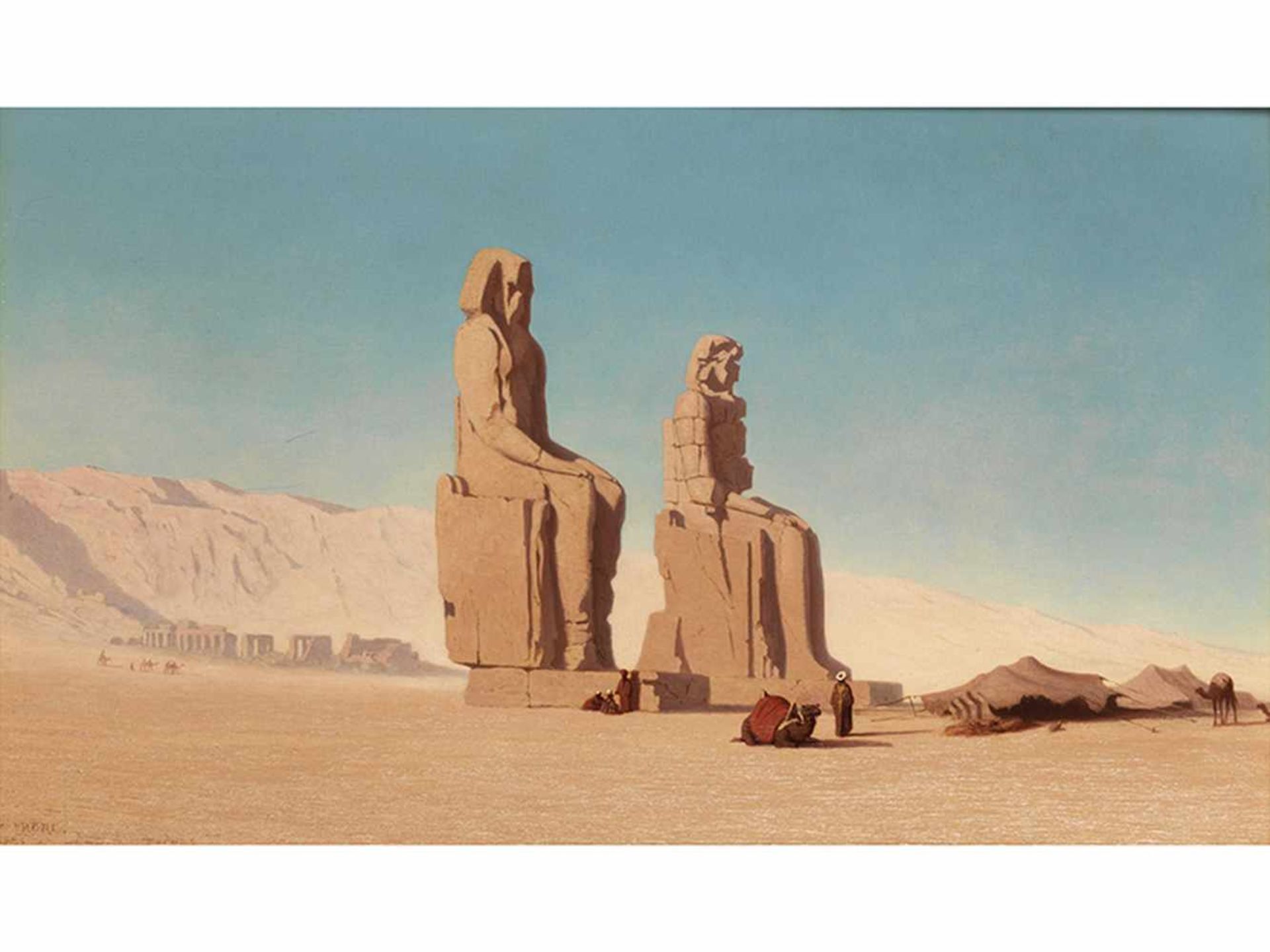 Frère, Charles Théodore1814 Paris - 1888 ebenda Die Kolosse von Memnon Öl auf Holz. 31 x 51,5 cm. - Bild 5 aus 5