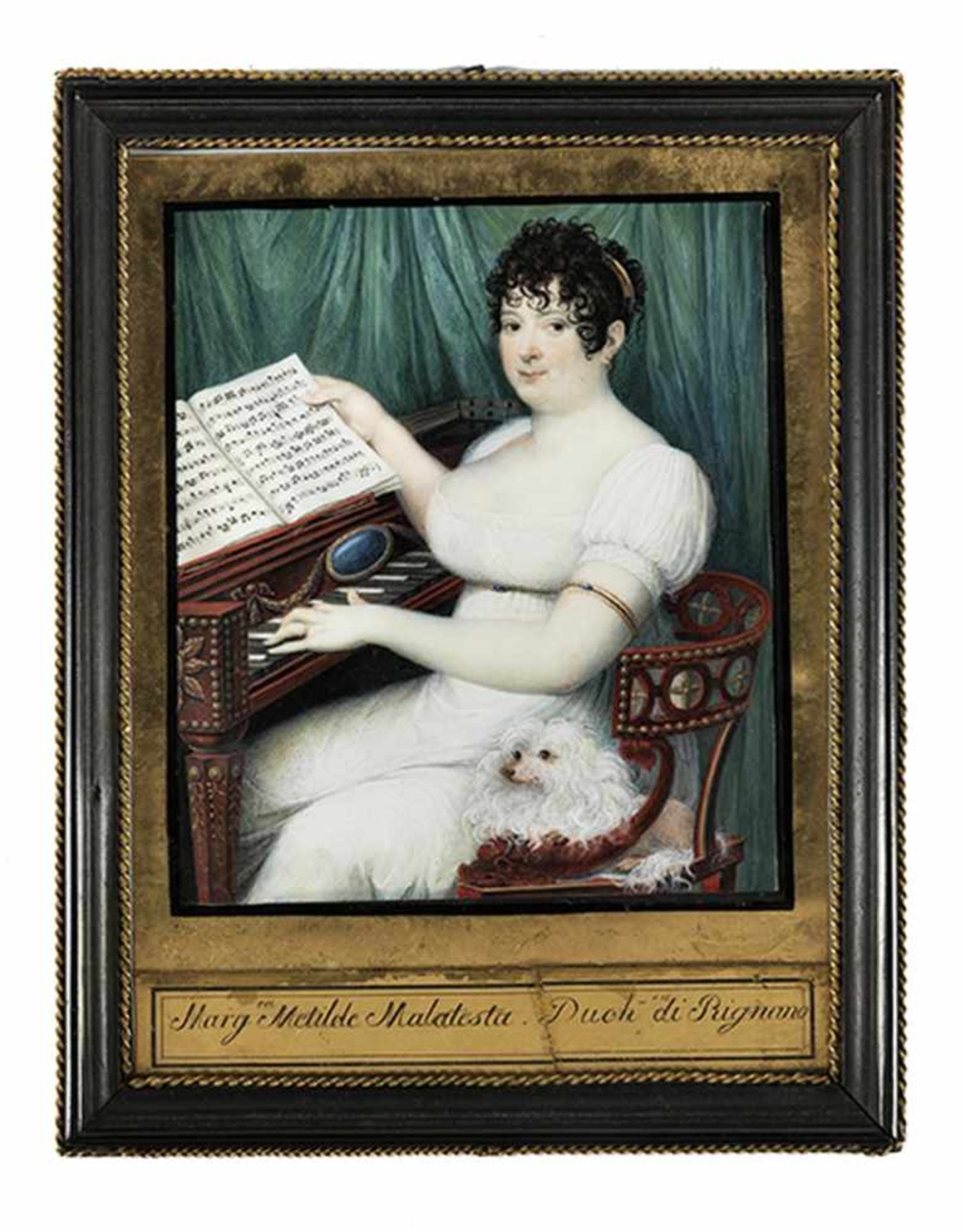 Miniatur der Margareta Metilde MalatestaRahmenmaße: 14,8 x 11,6 cm Auf dem vergoldeten Grund - Bild 3 aus 3