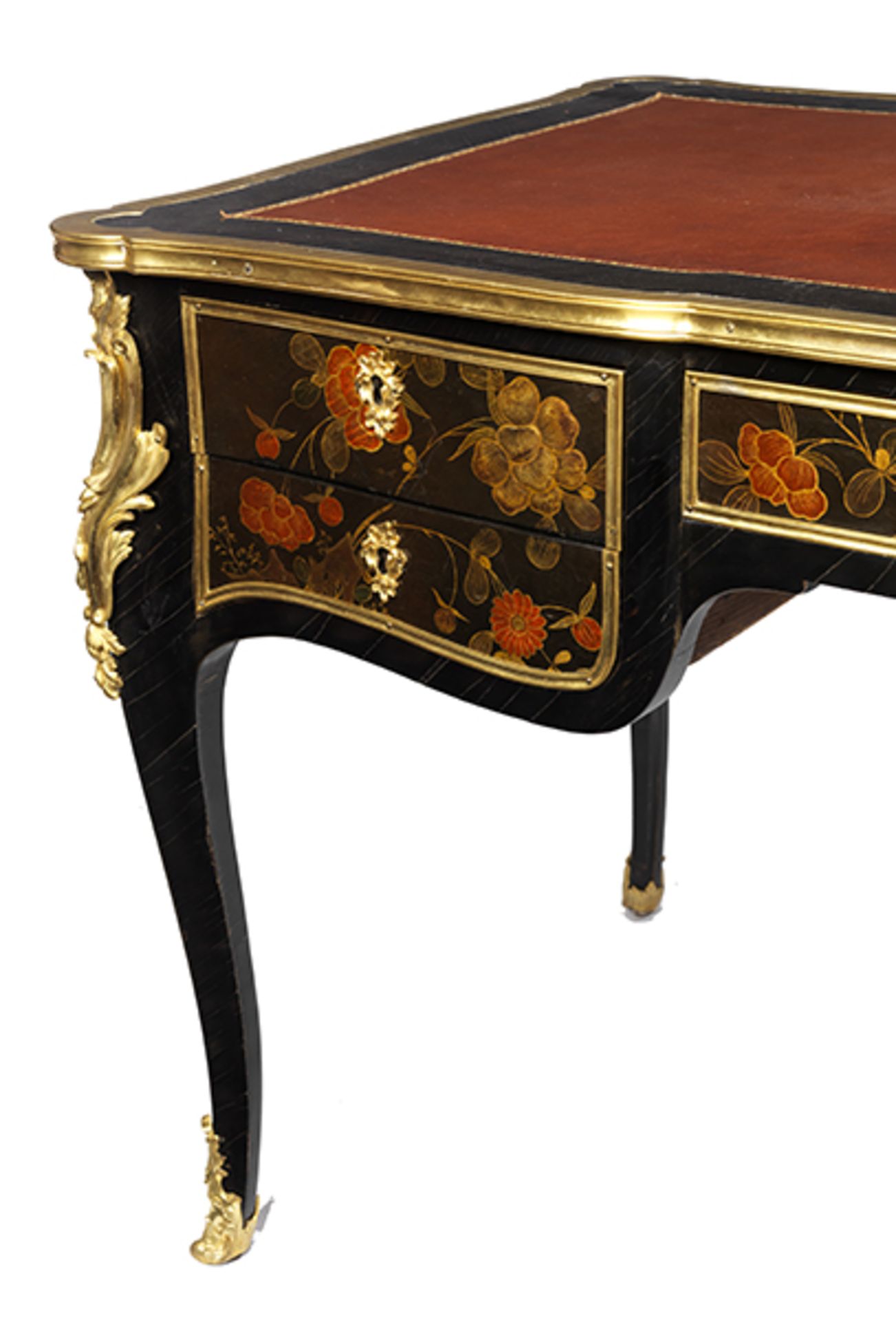 Seltener Louis XV-Lack Bureau Plat 73 x 134 x 75 cm. Gestempelt: DUBOIS (Jacques Dubois, Meister - Bild 9 aus 12