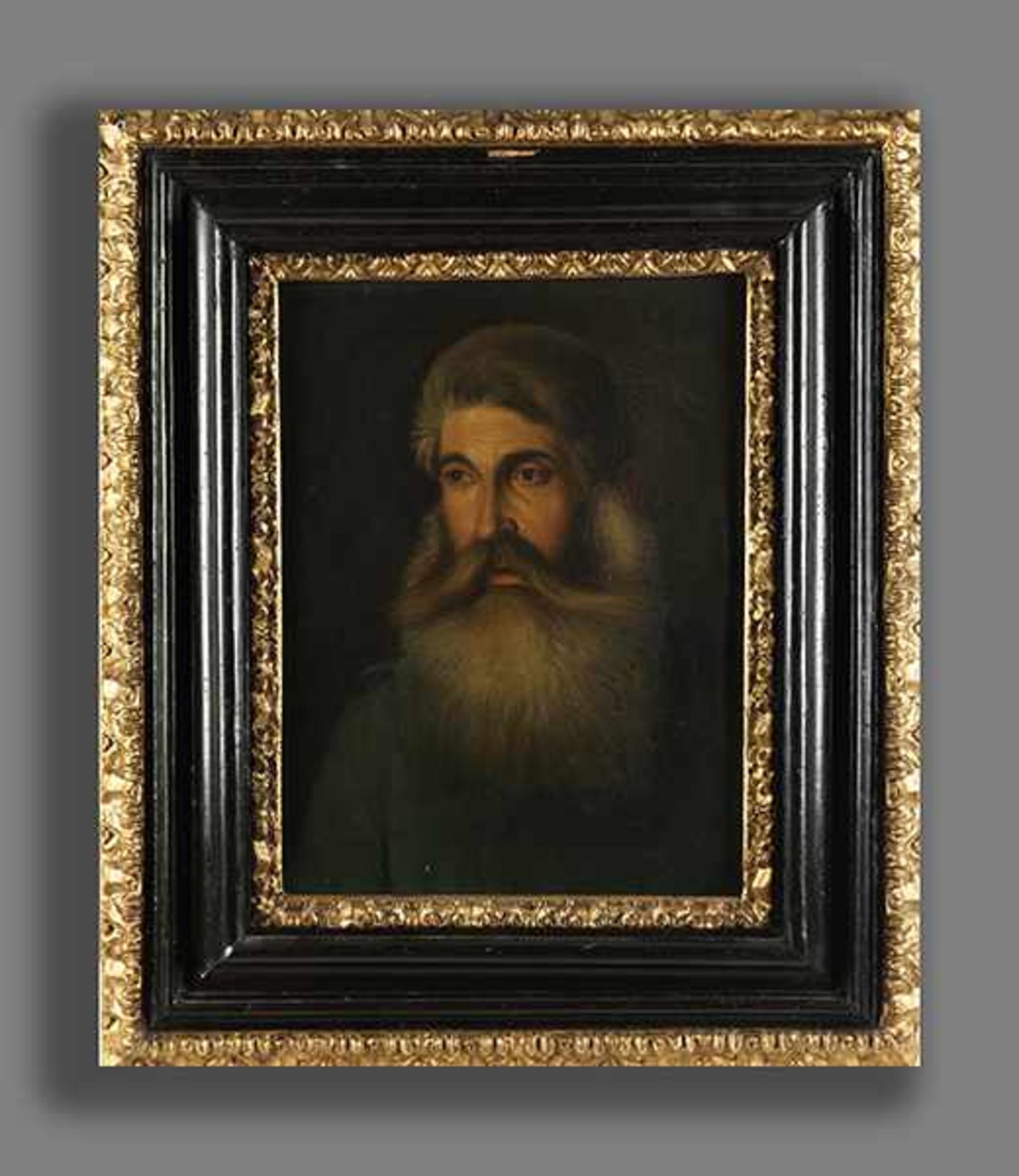 Portrait eines Bärtigen 66 x 49 cm. Öl auf Leinwand. Rückwärtig mit altem Sammlungsetikett. - Bild 2 aus 4