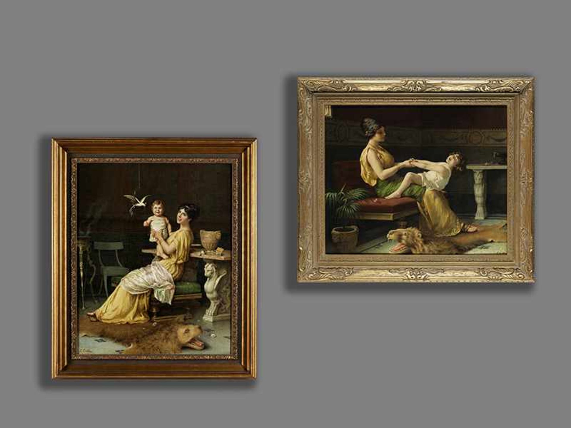 Emanuele Costa, 1875 "" 1959 Gemäldepaar MUTTER MIT KLEINEM KIND Öl auf Leinwand. 66 x 53,5 cm und - Bild 6 aus 9
