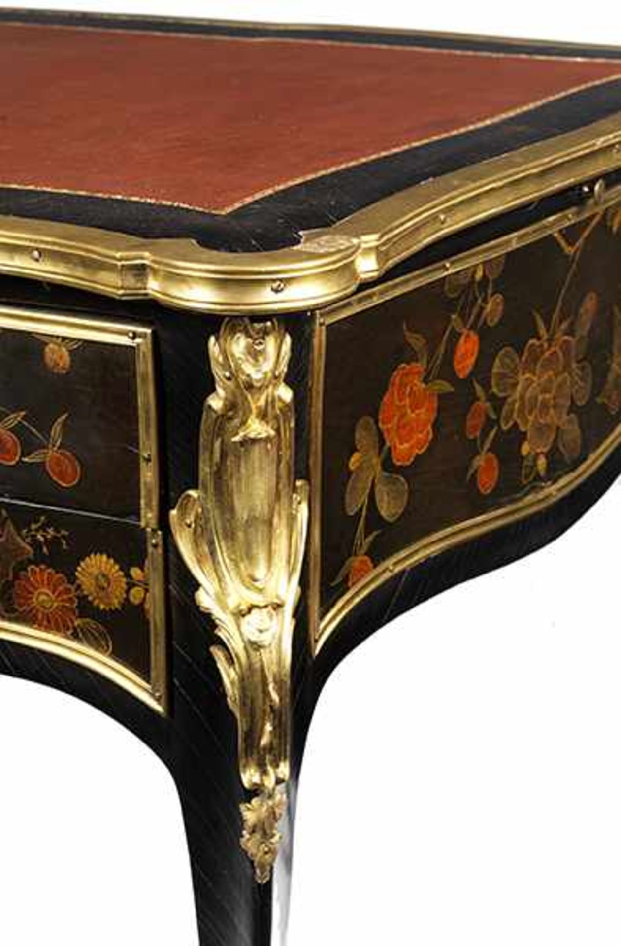 Seltener Louis XV-Lack Bureau Plat 73 x 134 x 75 cm. Gestempelt: DUBOIS (Jacques Dubois, Meister - Bild 6 aus 12