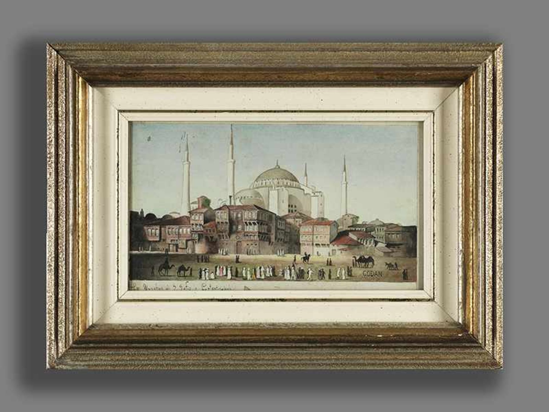Maler des 19./ 20. JahrhundertsBlick auf die Moschee von Konstantinopel Aquarell auf Papier. Ca. - Bild 3 aus 5