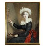 Miniatur nach Vigée Lebrun Gesamtmaß: 10,8 x 8,8 cm. Links unten undeutlich signiert und datiert "