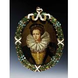 Ferdinando de' Medici, dat. 1610Musealer Miniatur-Portraitrahmen in Gold, emailliert mit eingelegtem