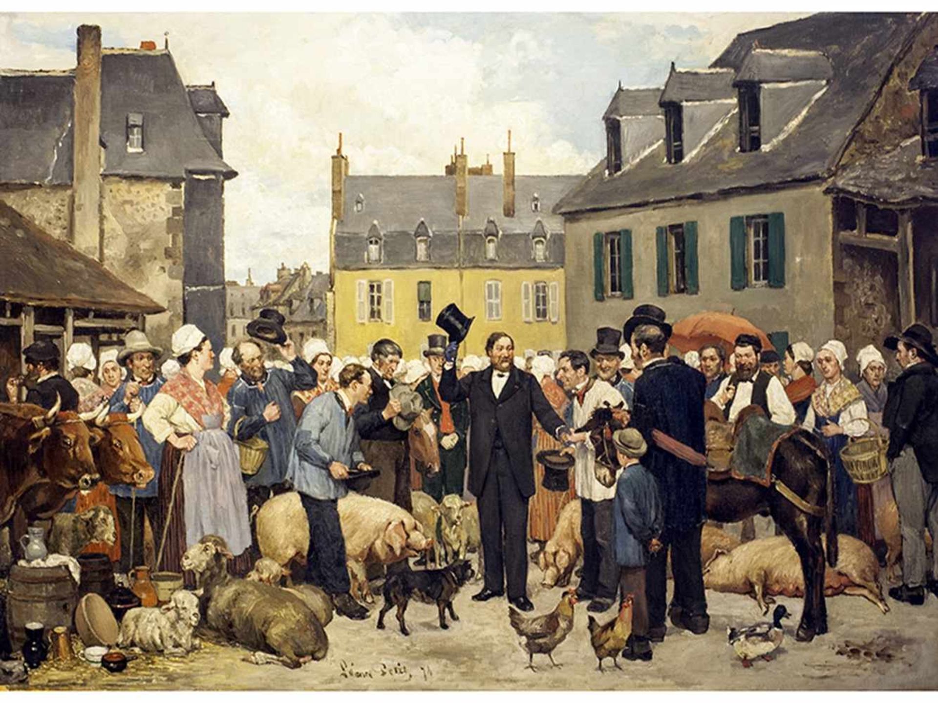 Petit, Léonce1839 Taden (Cotes-d'Armor) - 1884 Paris Der Besuch des Präfekten Öl auf Leinwand. 70 - Bild 4 aus 4