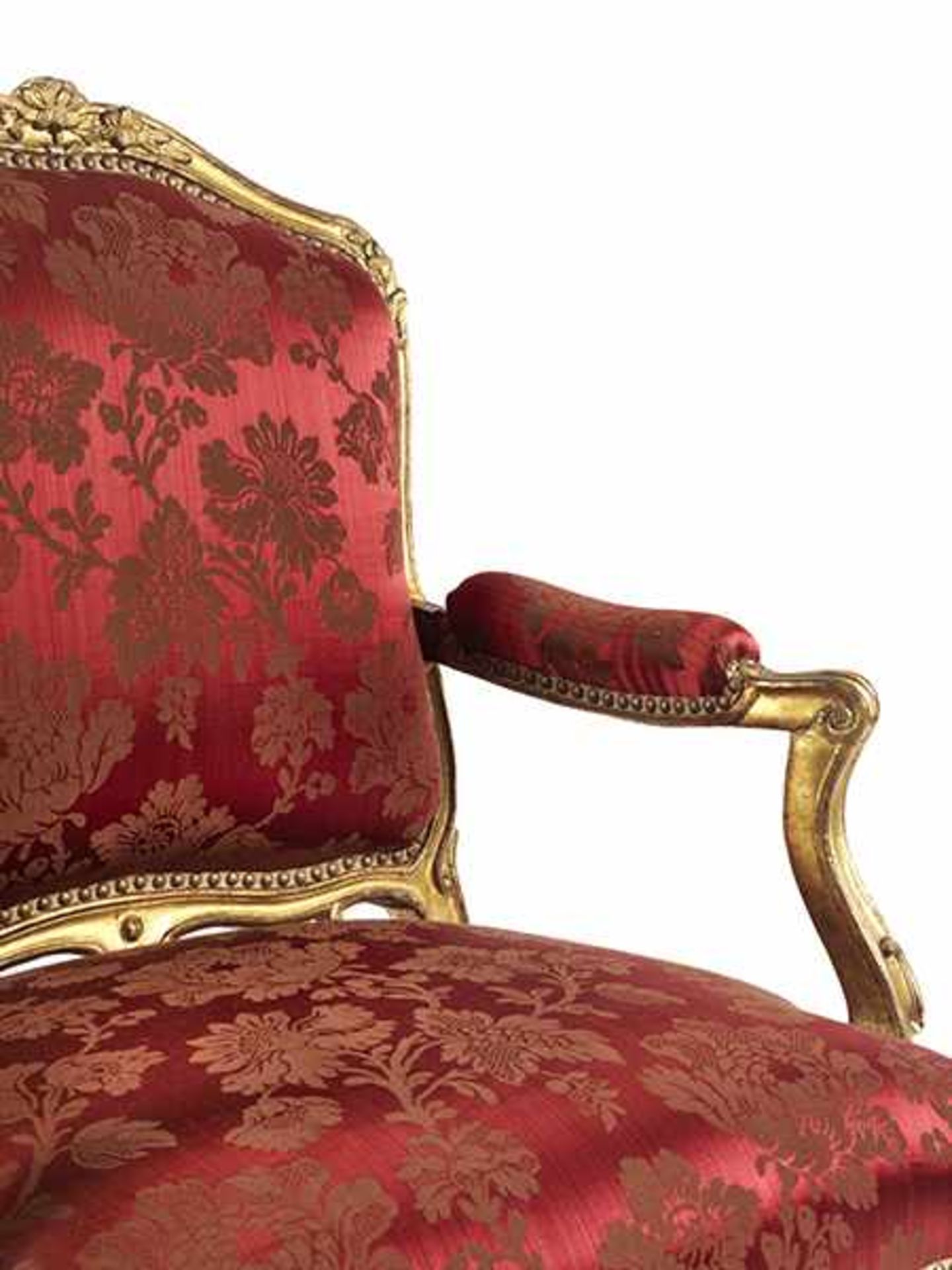 Paar elegante LOUIS XV-Fauteuils Lehnenhöhe: 89,5 cm. Sitzhöhe: 47 cm. Einmal gestempelt "FALCONET". - Bild 6 aus 9