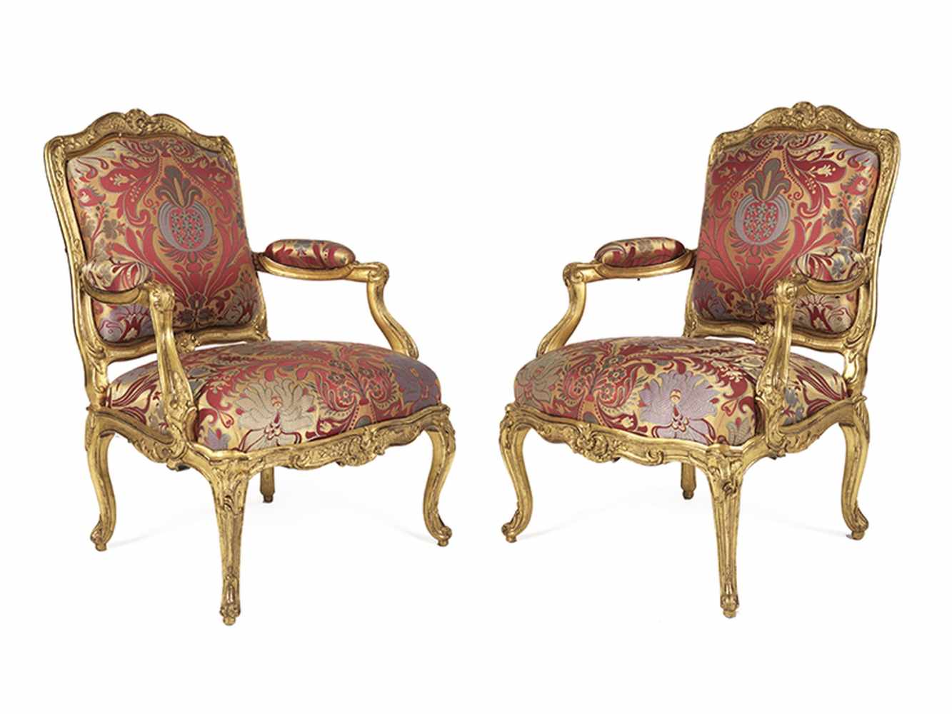 Paar Louis XV-Fauteuils à la reine Lehnhöhe: 99 cm. Breite: 96 cm. Tiefe: 76 cm. Louis Cresson (1706 - Image 13 of 13