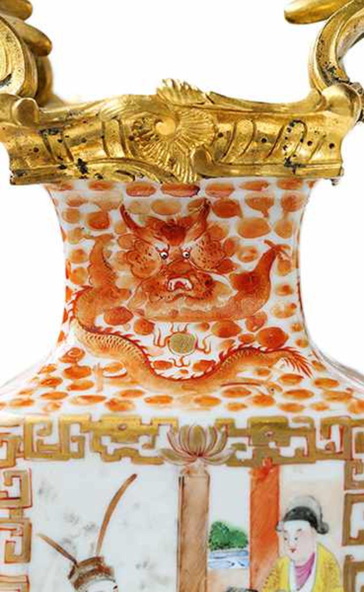 Paar montierte Vasen mit höfischen Szenen Höhe: 42 cm. Breite: 16 cm. Tiefe: 14,5 cm. China und - Image 2 of 4