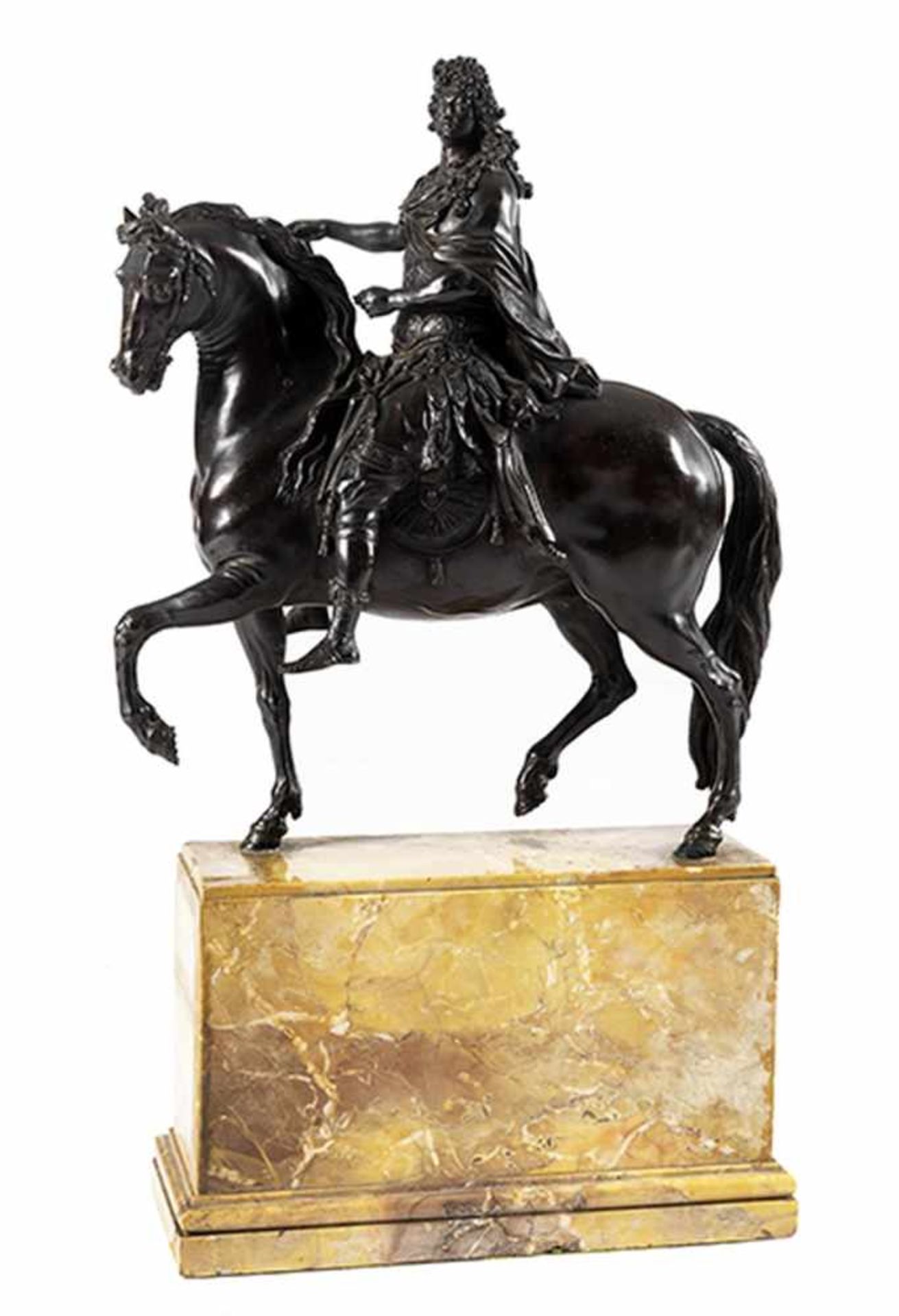 REITERSTANDBILD LUDWIG XIV Höhe: 45,5 cm. Höhe inkl. Sockel: 68,5 cm. Bronze, gegossen, patiniert, - Bild 5 aus 5