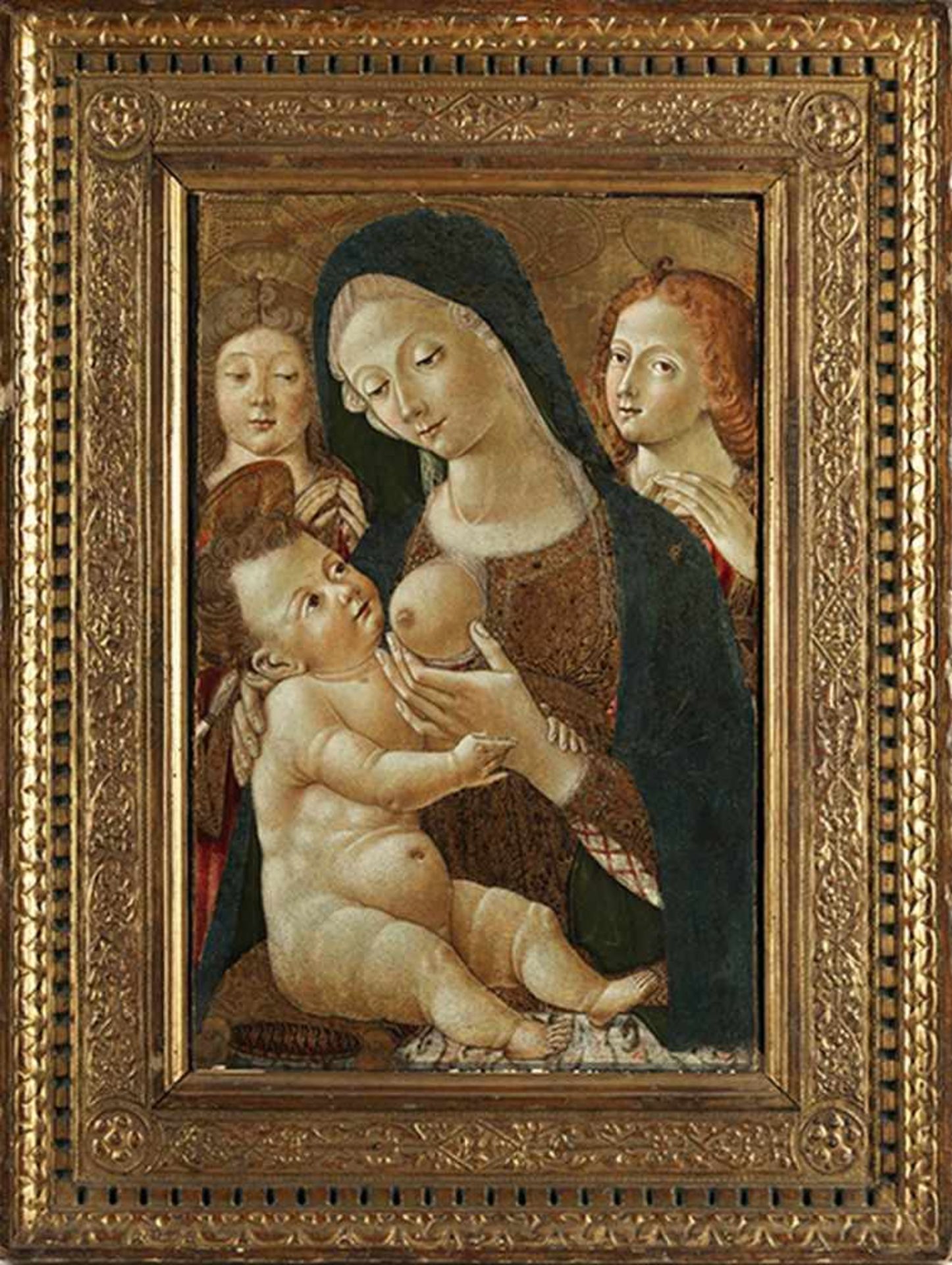 Pietro di Domenico, 1457 Siena "" um 1501 "" 1533 MADONNA MIT KIND UND ZWEI ENGELN Tempera auf - Image 32 of 32