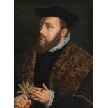 Jakob Seisenegger, 1505 "" 1567 Linz, zug. BILDNIS KAISER KARL V Öl auf Holz. 52,5 x 39 cm. Das