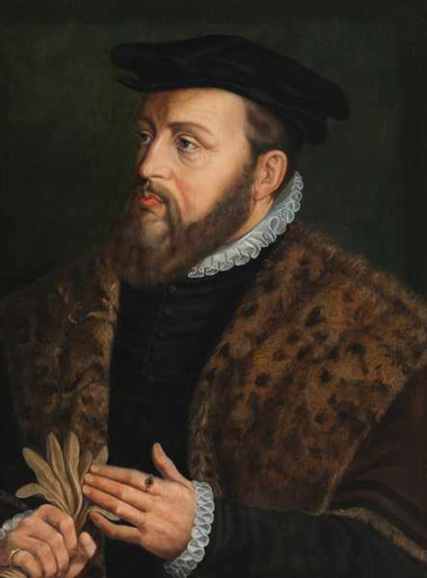 Jakob Seisenegger, 1505 "" 1567 Linz, zug. BILDNIS KAISER KARL V Öl auf Holz. 52,5 x 39 cm. Das
