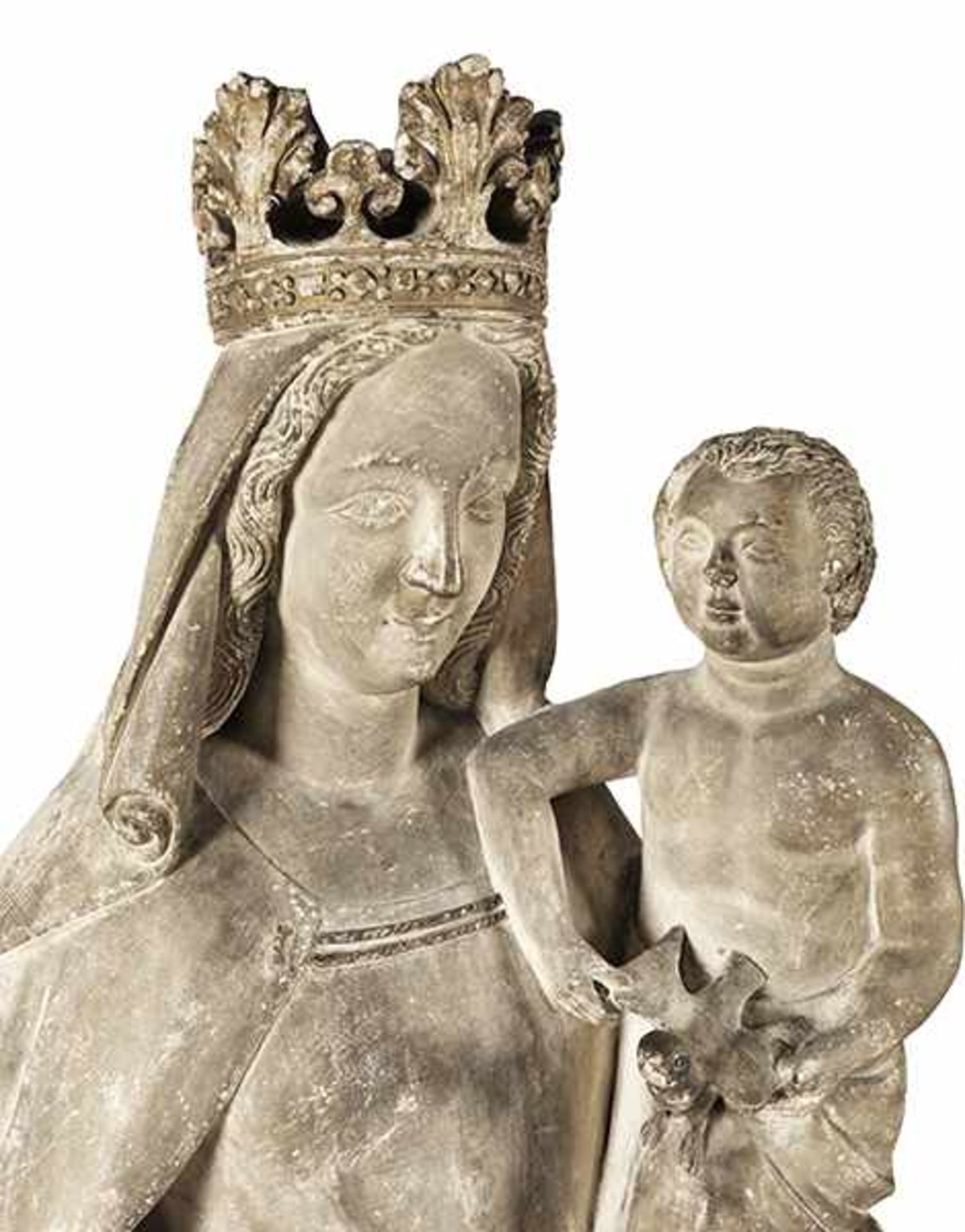 Grosse Statue der Maria mit dem KindeHöhe: 175 cm. Breite: 60 cm. Tiefe: 35 cm. Frankreich, 1350 - - Bild 13 aus 15