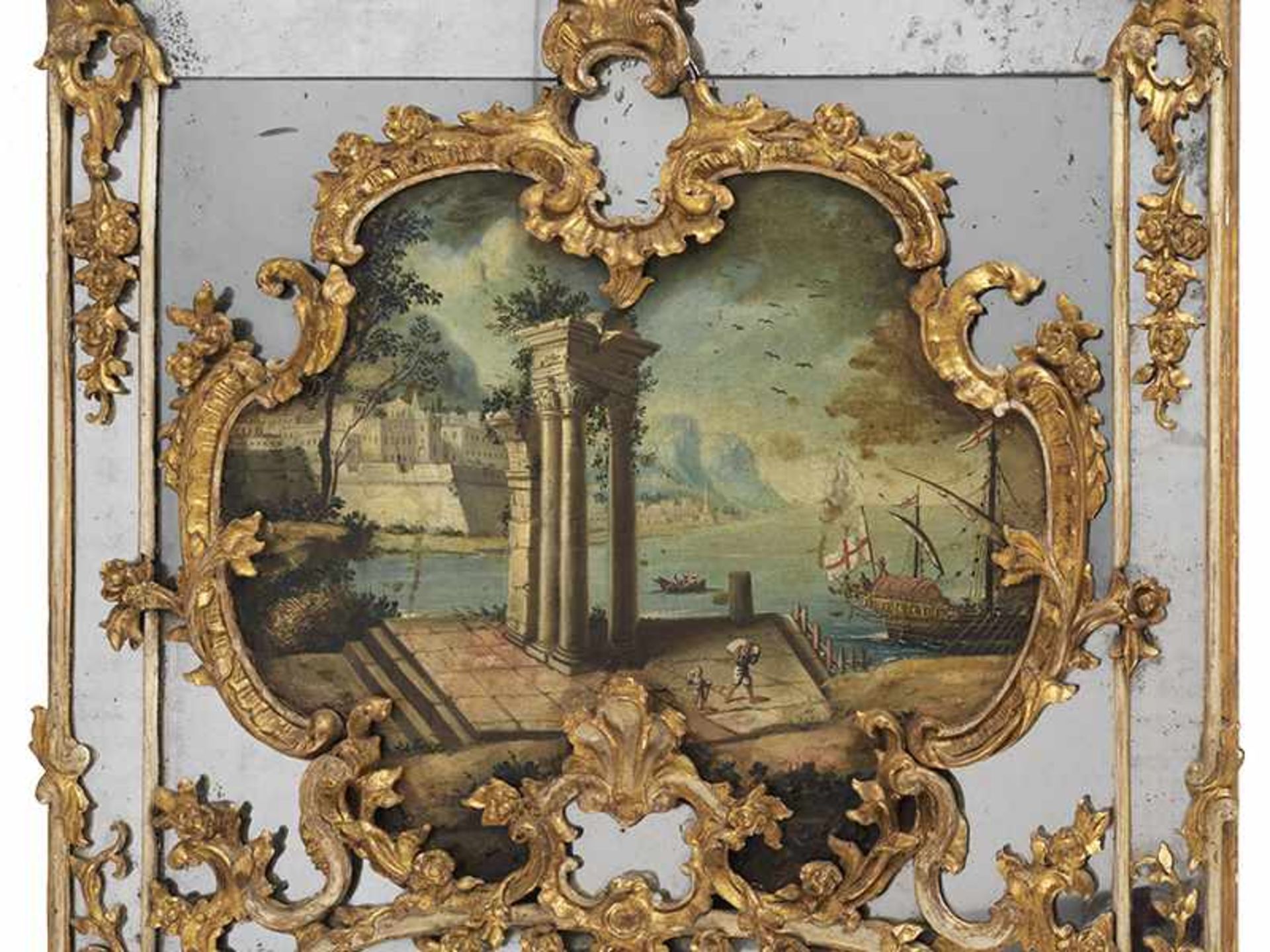 Paar Trumeau-spiegel Höhe: 254 cm. Breite: 105 cm. Venezianischer Palazzo, 18. Jahrhundert. - Bild 4 aus 9