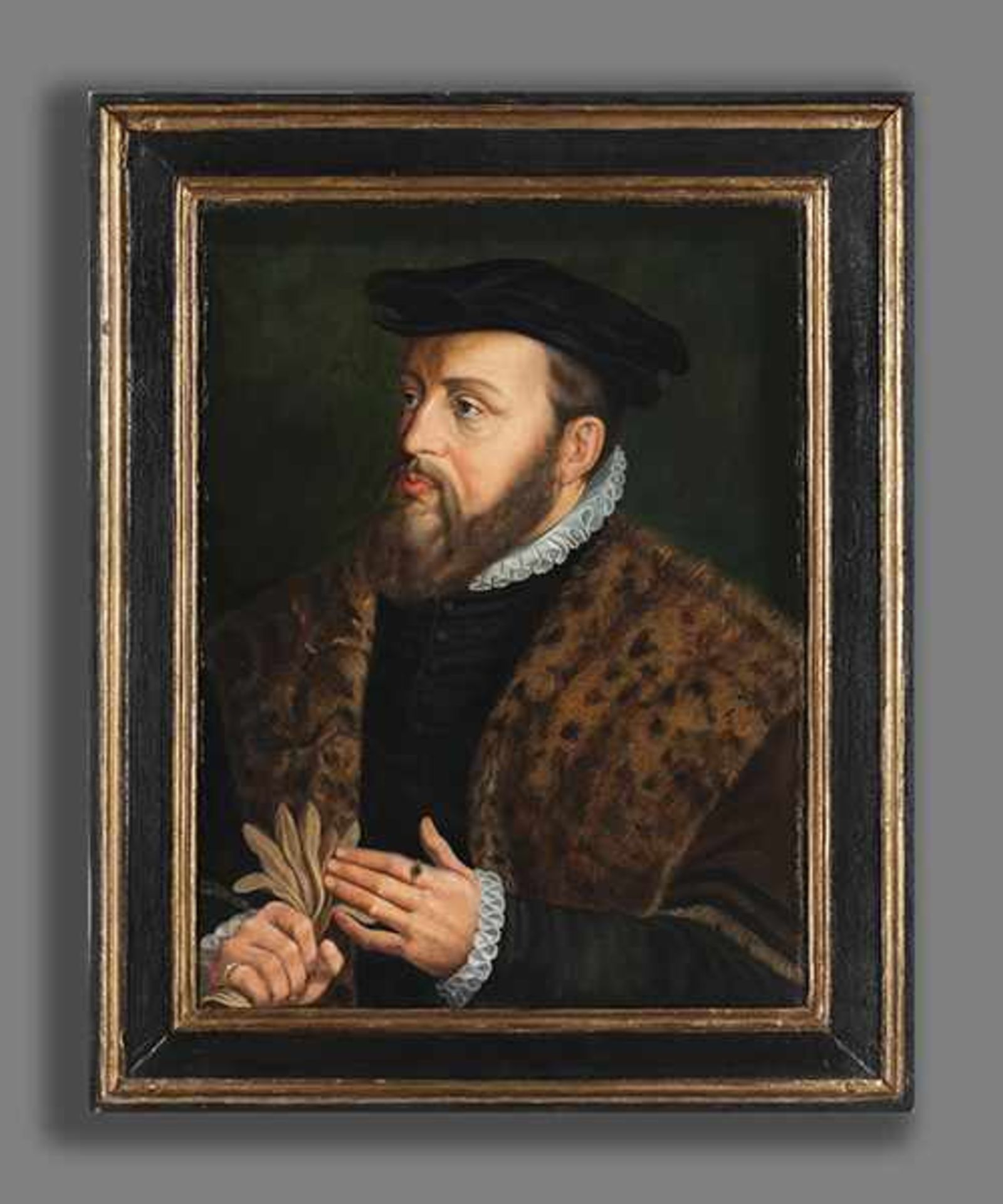 Jakob Seisenegger, 1505 "" 1567 Linz, zug. BILDNIS KAISER KARL V Öl auf Holz. 52,5 x 39 cm. Das - Bild 3 aus 5