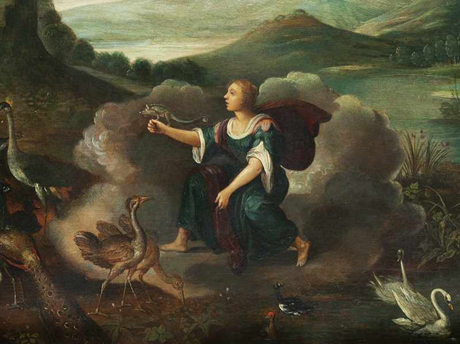 Flämischer Maler des 17. Jahrhunderts ALLEGORIE DER LUFT Öl auf Holz. Parkettiert. 36 x 52 cm. In - Bild 2 aus 6