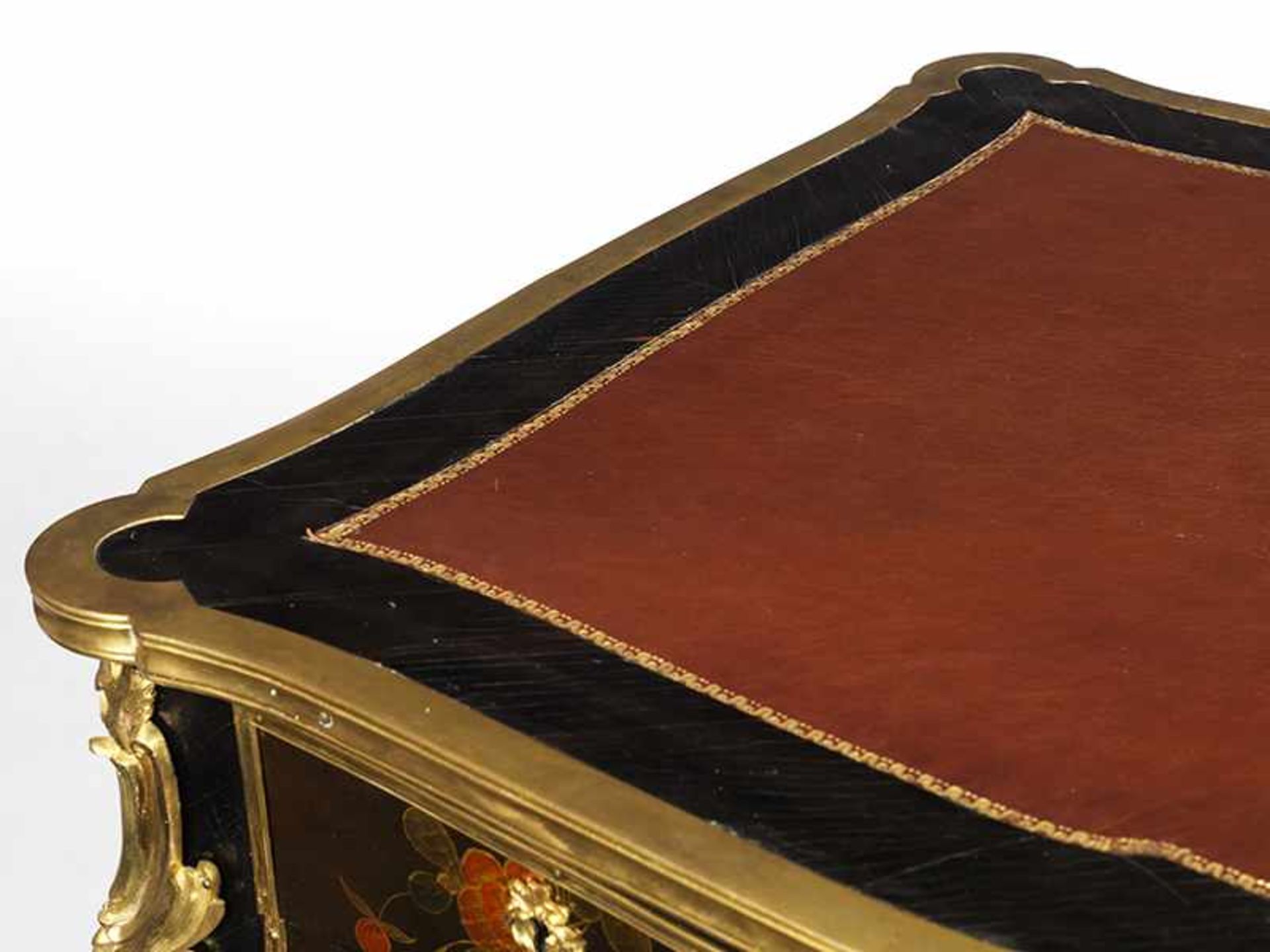 Seltener Louis XV-Lack Bureau Plat 73 x 134 x 75 cm. Gestempelt: DUBOIS (Jacques Dubois, Meister - Bild 10 aus 12
