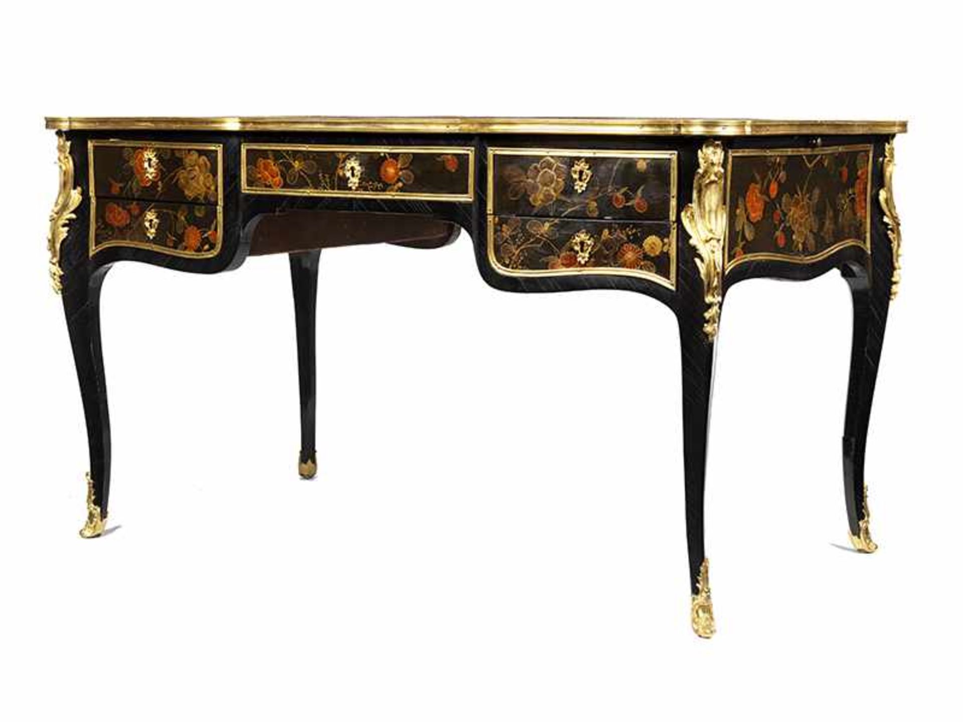 Seltener Louis XV-Lack Bureau Plat 73 x 134 x 75 cm. Gestempelt: DUBOIS (Jacques Dubois, Meister - Bild 3 aus 12