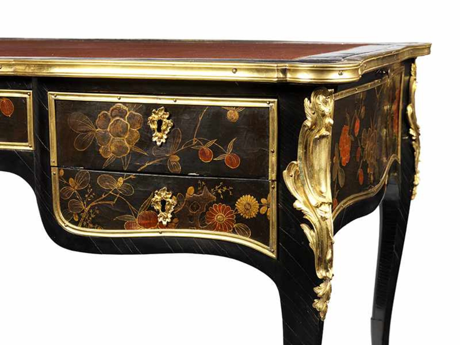 Seltener Louis XV-Lack Bureau Plat 73 x 134 x 75 cm. Gestempelt: DUBOIS (Jacques Dubois, Meister - Bild 8 aus 12