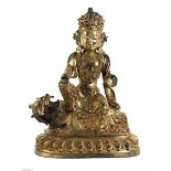 Tibetanische Tara-Figur Höhe: 52 cm. Breite: ca. 36 cm. Tibet, wohl um 1930. Bronzeguss,