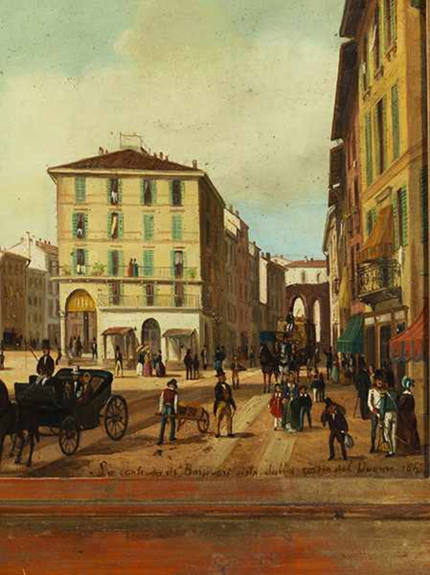 Angelo Inganni, 1807 Brescia "" 1880 Gussago SEITLICHER BLICK AUF DIE KATHEDRALE VON MAILAND Öl - Bild 2 aus 5