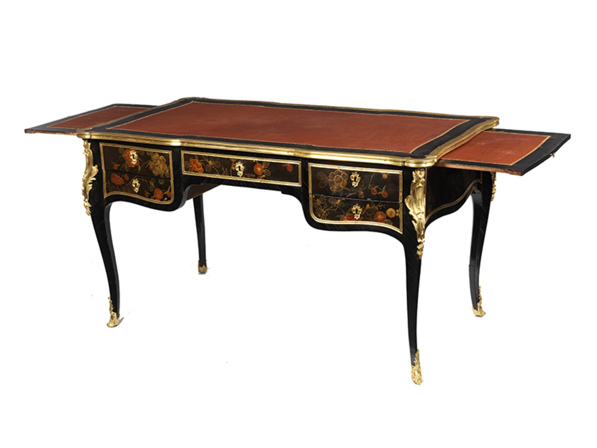 Seltener Louis XV-Lack Bureau Plat 73 x 134 x 75 cm. Gestempelt: DUBOIS (Jacques Dubois, Meister - Bild 4 aus 12