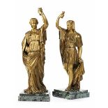 Paar Leuchterfiguren im Style Égyptien Höhe: 38,8 cm. Frankreich, Anfang 19. Jahrhundert. Bronze,