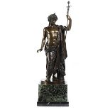 Bronzestatue des jugendlichen Weingottes Dionysos Höhe der Figur: 53 cm. Gesamthöhe mit Sockel und